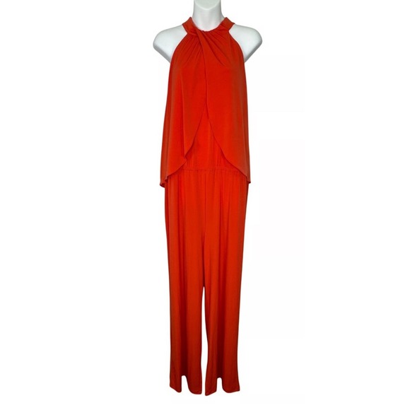 Chico's Pants - Chico's Red Halter Neck Overlay‎ Jumpsuit Wide Leg Size 1 NWT